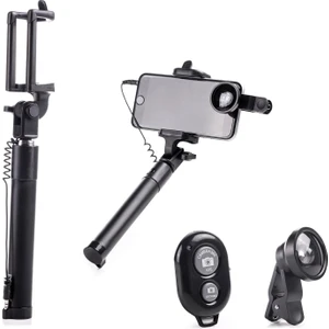 My Photo 3'lü Kablosuz Selfie Stick Set Siyah