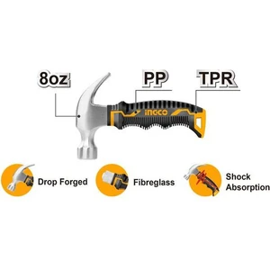 Fiberglass Saplı Mini Çatal Çekiç HMCH80808D