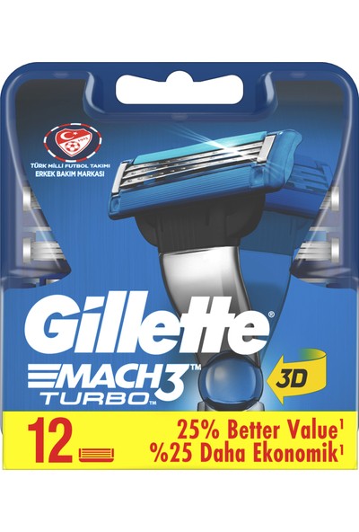 Gillette Mach3 Turbo Yedek Tıraş Bıçağı 12 Adet