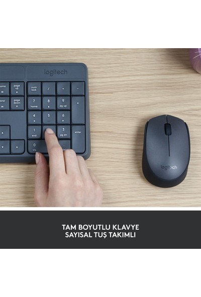 Logitech MK235 USB Kablosuz Türkçe Klavye Mouse Seti - Antrasit Gri