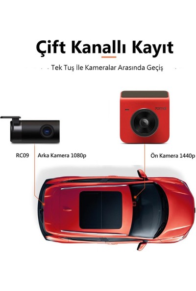 Mai 70MAI Dash Cam A400-1 Set Araç Kamerası - Kırmızı