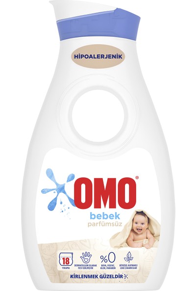 Omo Bebek Sıvı Çamaşır Deterjanı Parfümsüz Hipoalerjenik 900 ML 18 Yıkama 1 Adet
