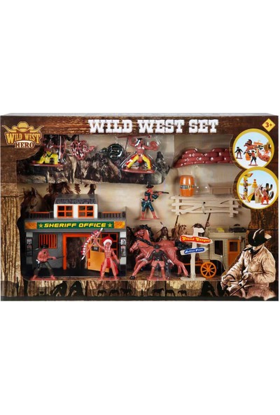 Wild West Hero Kızılderili Kovboy Oyun Seti - Yeşil Bina
