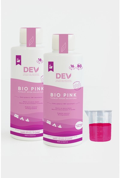 Dev Bio Pink 2 Adet 32 DOZ Konsantre Portatif Karavan Kasetli Tuvalet Kimyasalı Sifon Suyu Solüsyonu