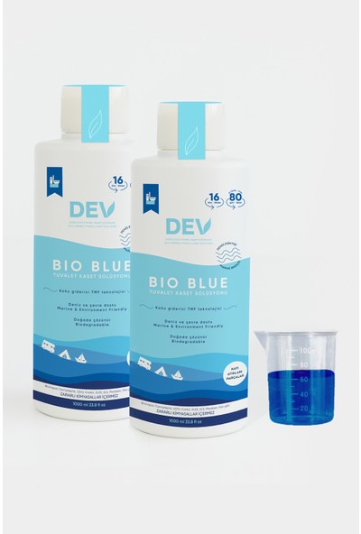 Dev Bio Blue 2 Adet 32 DOZ Konsantre Portatif Karavan Kasetli Tuvalet Kimyasalı Katı Atık Parçalayıcı