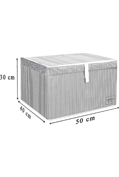 Meleni Home 4 Adet Kapaklı Çok Amaçlı Hurç Saklama Kutusu Organizer Maxi 50 x 40 x 30 cm Gri