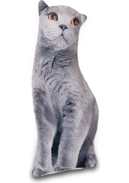3 Boyutlu Kırlent Kedi Gümüş