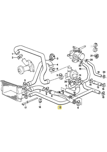 Bmw Uyumlu E34 M20 Motor Su Hortumu 11531720524