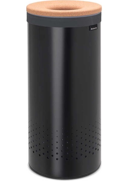 Matt Black Mantar Kapaklı Çamaşır Sepeti 35 Lt
