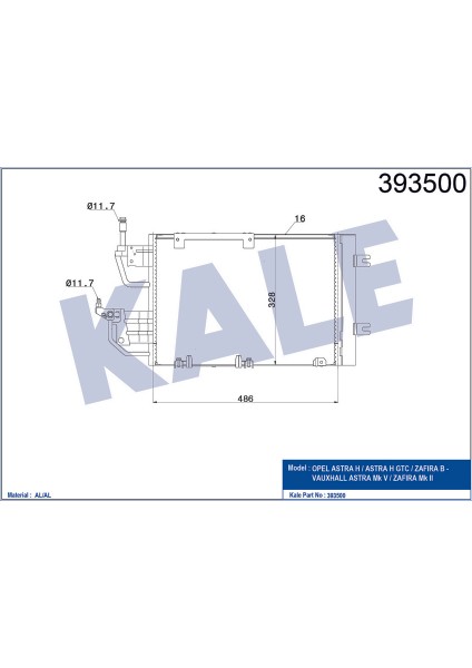 Klima Kondenseri Astra H Cdtı-Zafıra B Cdtı Al/al 530X320X12