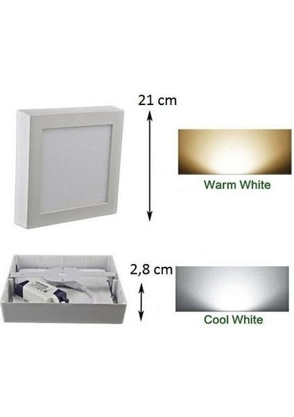 25W Sıva Üstü Kare LED Armatür CT-5272 Beyaz Işık