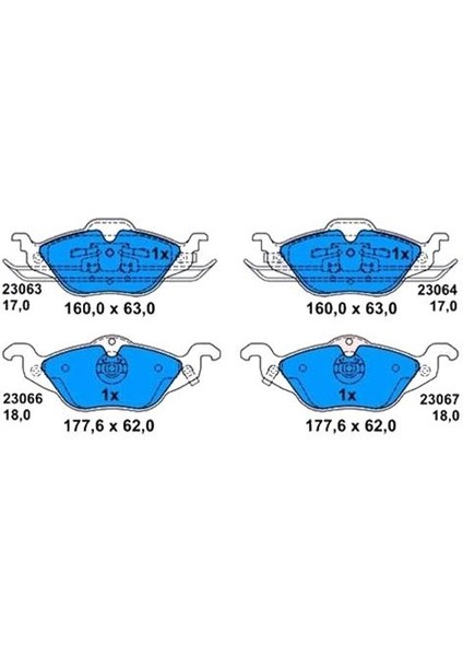 0986TB2044 Ön Balata Astra G 1.2-1.4-1.6-1.7d-1.8-2.0d 98-05 Zafıra 1.8-2.0d 16V 98-05