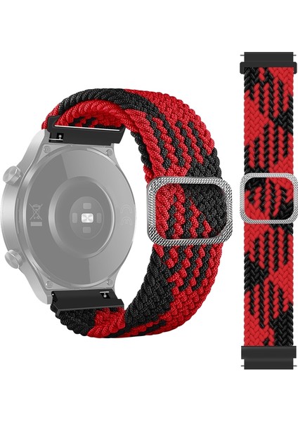 puluz Samsung Galaxy Gear S3 Için Naylon Örgülü Kordonlu Saat Kırmızı Siyah