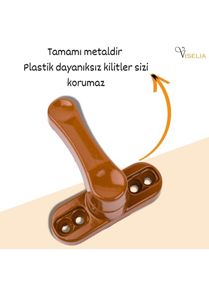 Açık Kahverengi Pencere Emniyet Kilidi 6 Adet Çocuk Hırsız Kilidi Çekmeli Metal Kilit modelleri