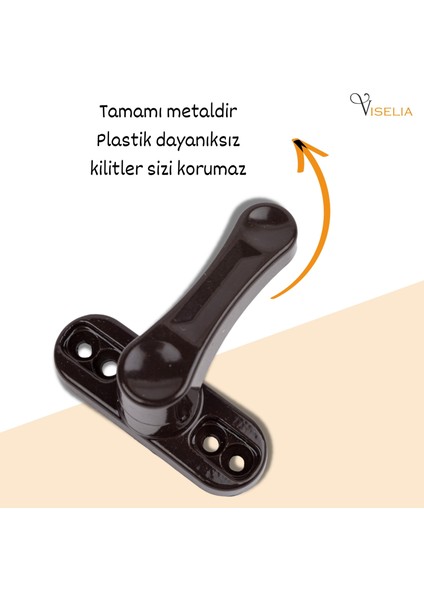 Koyu Kahverengi Pencere Emniyet Kilidi 6 Adet Çocuk Hırsız Kilidi Çekmeli Metal Kilit modelleri