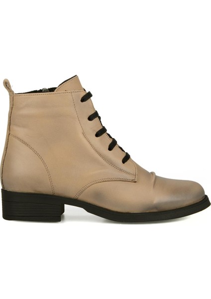 Günlük Kadın Bot Bej Naturel Deri