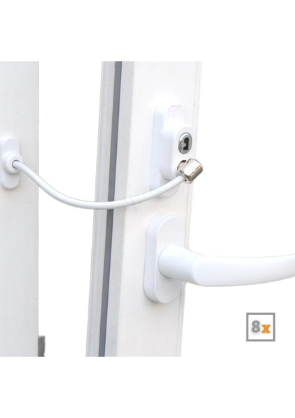 Pencere Emniyet Kilidi Çocuk Hırsız Kilidi Halatlı Pvc 8 Adet