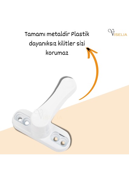 Beyaz Pencere Emniyet Kilidi Çocuk Hırsız Kilidi Çekmeli Pvc 6 ADET8682874816318