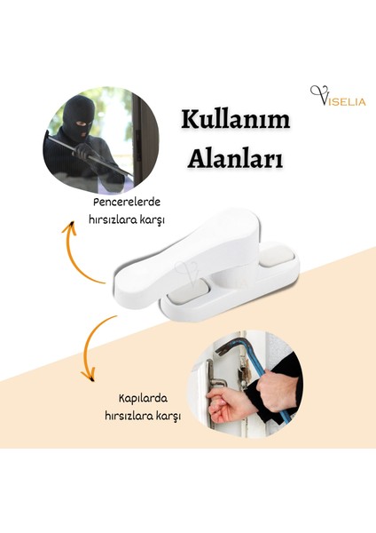Beyaz Pencere Emniyet Kilidi Çocuk Hırsız Kilidi Çekmeli Pvc 6 ADET8682874816318