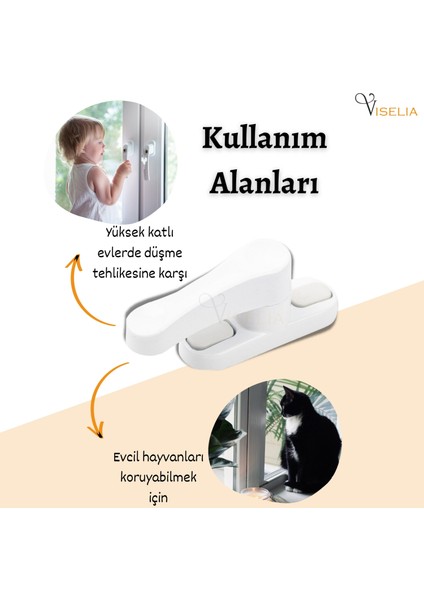 Beyaz Pencere Emniyet Kilidi Çocuk Hırsız Kilidi Çekmeli Pvc 6 ADET8682874816318