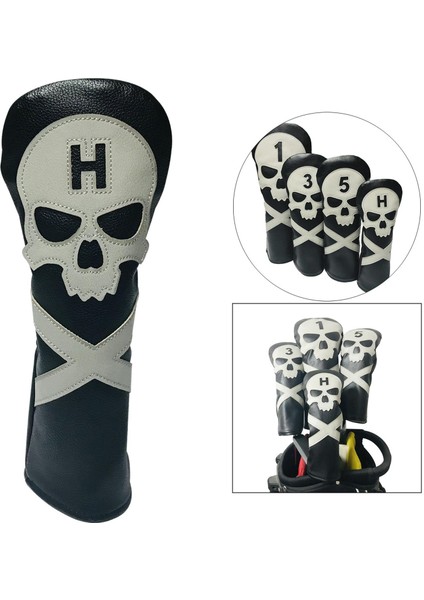 Pu Deri Golf Kafası Kapak Fairway Hybrid Sürücü Kulübü Headcover Guard Sleeve Ut (Yurt Dışından)