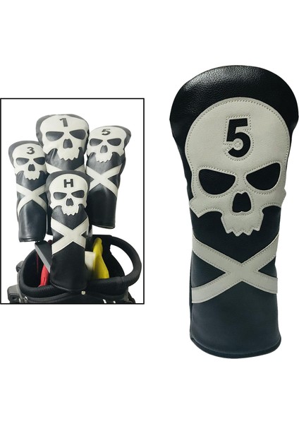 Pu Deri Golf Kafa Kapak Fairway Hibrid Sürücü Kulübü Headcover Guard Sleeve No.5 (Yurt Dışından)