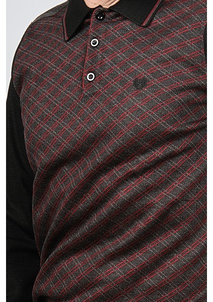 Erkek Desenli Dirsek Detaylı Polo Yaka Kazak 1577423 Kırmızı fırsatları