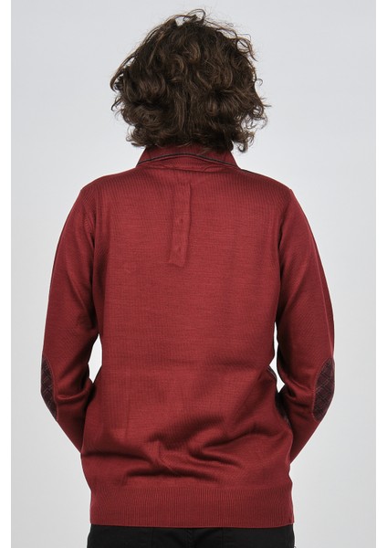 Erkek Desenli Dirsek Detaylı Polo Yaka Kazak 1577423 Bordo indirimleri