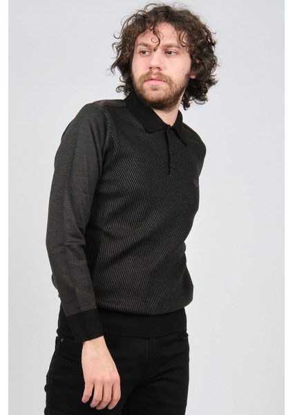 Erkek Polo Yaka Kazak 1577412 Siyah modelleri