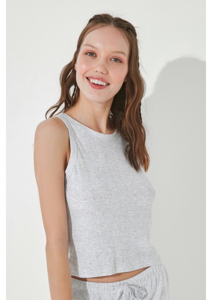 Açık Gri Melanj BU4U Logo Pointel Atlet