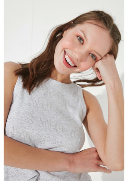 Açık Gri Melanj BU4U Logo Pointel Atlet fiyatları