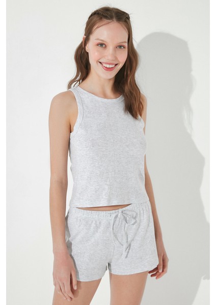 Açık Gri Melanj BU4U Logo Pointel Atlet indirimleri