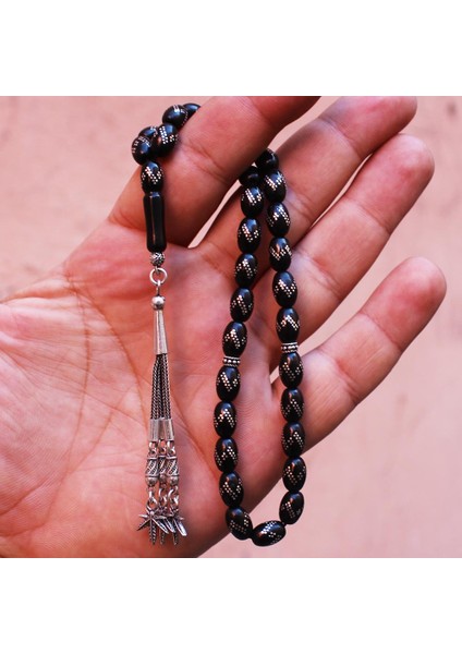 Gümüş Zikzak Işleme Gürcistan Oltusu Tesbih