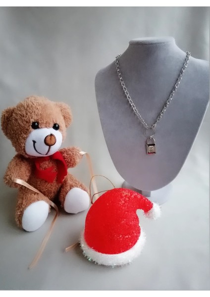 Dekoratif Kırmızı Noel Baba Şapkası/kolye/peluş Ayıcık