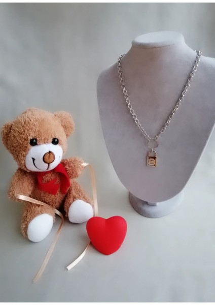 Dekoratif Kırmızı Kalp/kolye/peluş Ayıcık