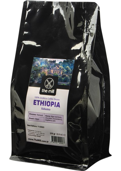 The Mill  Etiyopya Sidamo Çekirdek Kahve 250 gr - Ustalıkla Kavrulmuş Bütün Kahve Çekirdeği - %100 Arabica - Çikolata ve Kırmızı Meyve Notaları ile Zengin Aroma - Filtre ve Kahve Makinelerine Uygun