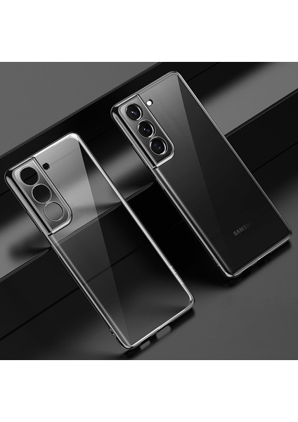 Galaxy S21 5g Için Şeffaf Galvanik Pc Telefon Kılıfı - Siyah (Yurt Dışından)