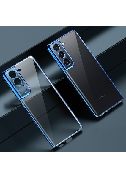 Galaxy S21 5g Için Şeffaf Galvanik Pc Telefon Kılıfı - Mavi (Yurt Dışından)