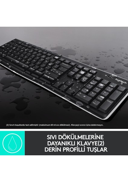 MK270 Kablosuz USB Alıcılı Türkçe Q Klavye Mouse Seti - Siyah