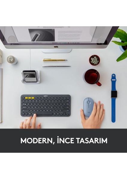 M350 Pebble Sessiz Kablosuz Kompakt Mouse - Mavi/Gri fiyatları