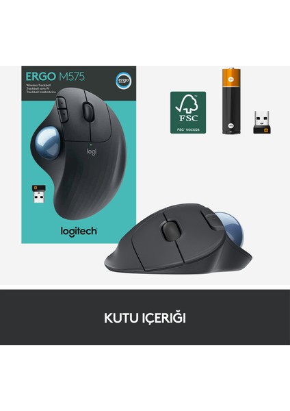 ERGO M575 Kablosuz İztopu Özellikli Konforlu Ergonomik Mouse - Siyah