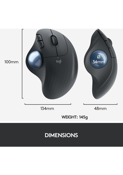 ERGO M575 Kablosuz İztopu Özellikli Konforlu Ergonomik Mouse - Siyah