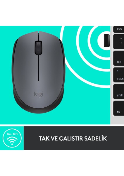 M170 USB Alıcılı Kablosuz Kompakt Mouse - Gri