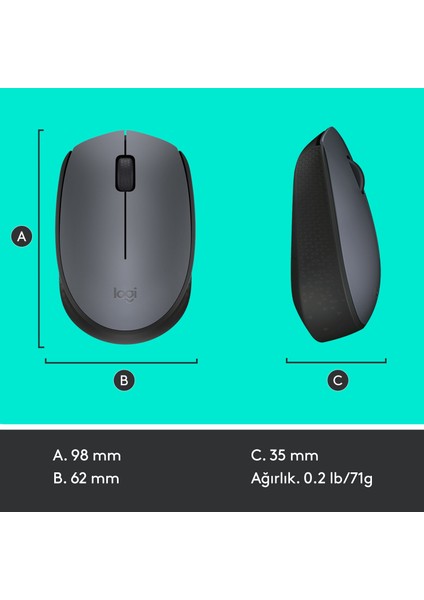 M170 USB Alıcılı Kablosuz Kompakt Mouse - Gri