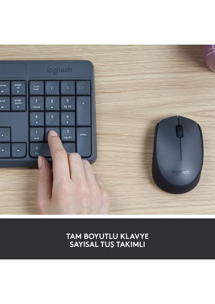 MK235 USB Kablosuz Türkçe Klavye Mouse Seti - Antrasit Gri