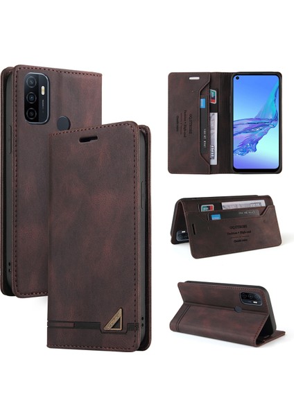 Oppo A32 / A53 / A53S Için Premium Vintage Pu Deri Kılıf Mat Cüzdan Çevirme Standı Kapağı Kahverengi (Yurt Dışından) indirimleri