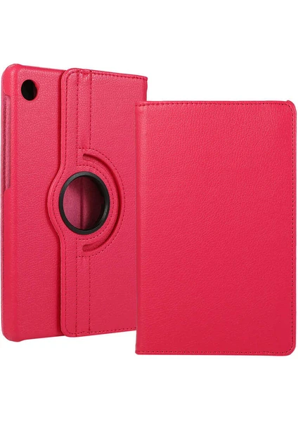 Case 4U Lenovo M10 TB-X306F Kılıf Uyku Modlu 360 Derece Dönebilen Standlı Tablet Kılıfı Koyu Pembe