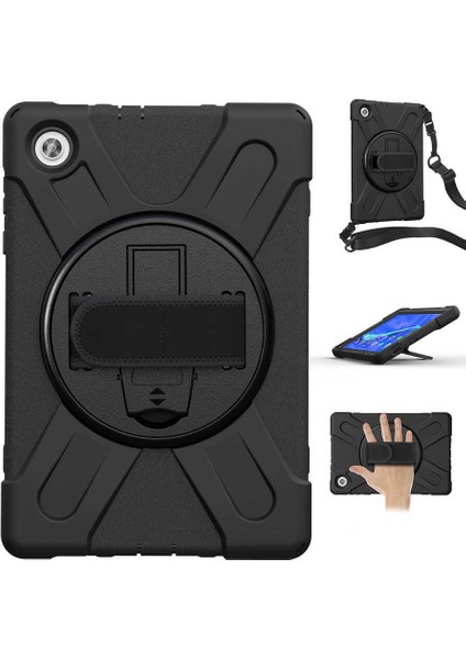 Lenovo M10 Plus TB-X606F Kılıf Çift Katmanlı Tank Defender Stand Olabilen Tablet Kılıfı Siyah fiyatları