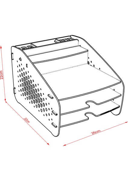 Medium Hexa - 6 Renk - A4 Evrak Rafı Masaüstü Organizer Düzenleyici Beyaz