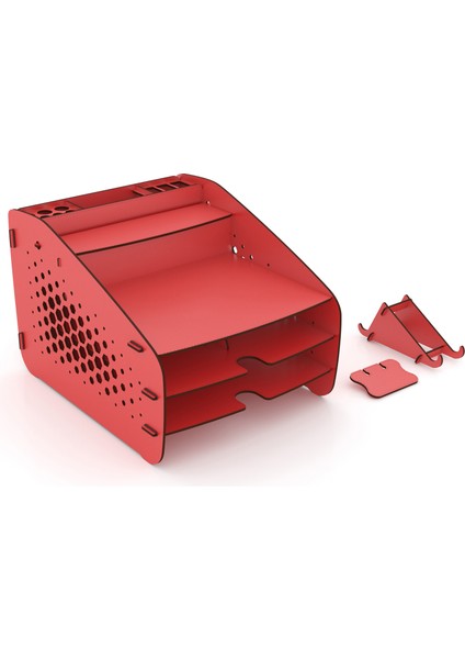 Medium Hexa - 6 Renk - A4 Evrak Rafı Masaüstü Organizer Düzenleyici Kırmızı fırsatları